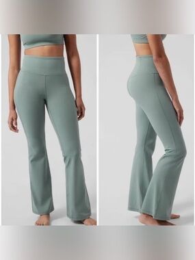 Athleta Elation Flare Pant Sage Green flare yoga pants